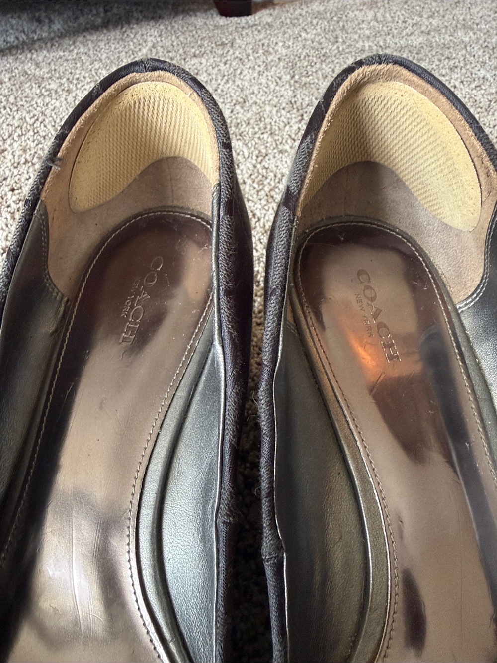 Coach Black Peep-Toe Heels with Silver Toe Caps - Picture 6 of 7